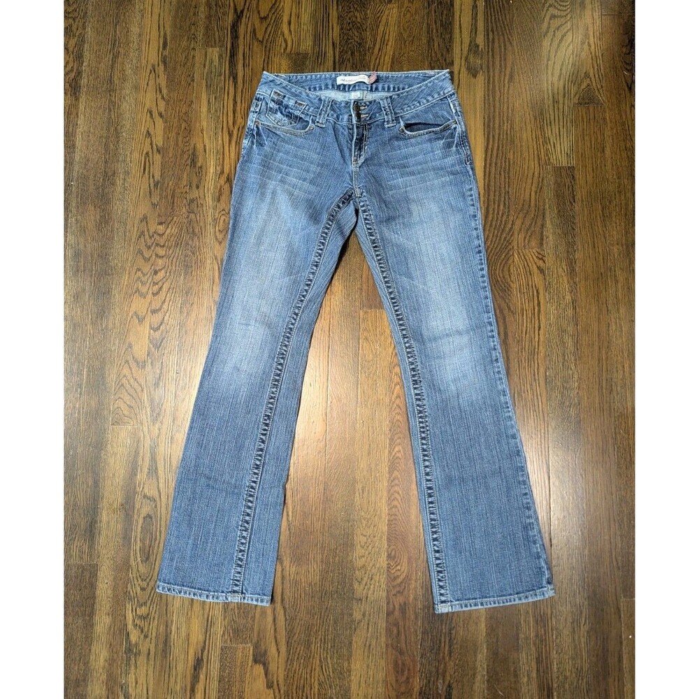 Vtg Aeropostale Chelsea Bootcut Jeans Womens 7/8 Long Medium Wash Y2K Embroidery